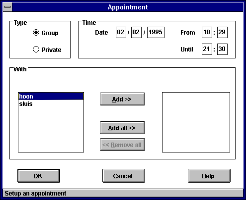 Figure: making an appointment in COOPerator's agenda